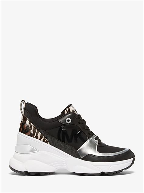 michael michael kors mickey scuba and animal-print calf hair trainer|Mickey Scuba and Leather Trainer .